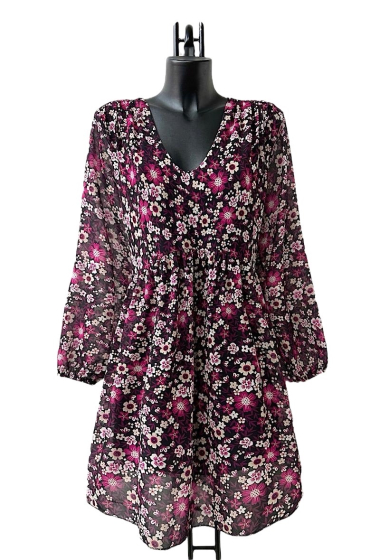 Mayorista Elle Style - CLEMENCE Printed dress, very fluid on the back, casual, with long sleeves