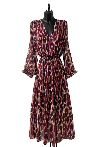 Wholesaler Elle Style - VALLIA printed v-neck dress, very fluid with viscose lining