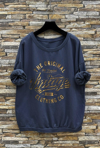 Wholesaler Elle Style - VINTAGE long-sleeved cotton sweatshirt