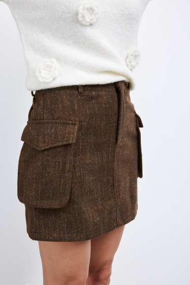 Wholesaler ELLI WHITE - Short wool skirt with pockets