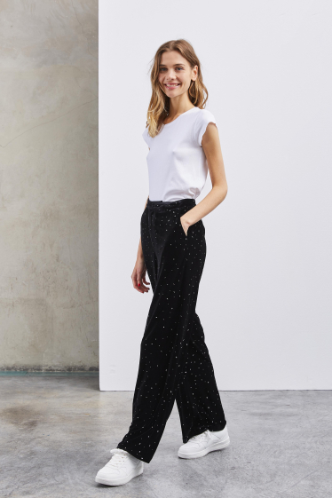 Wholesaler ELLI WHITE - Rhinestone velvet pants