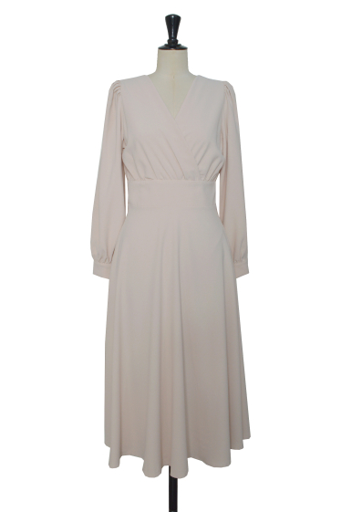 Wholesaler ELLI WHITE - Flared maxi dress with long sleeves