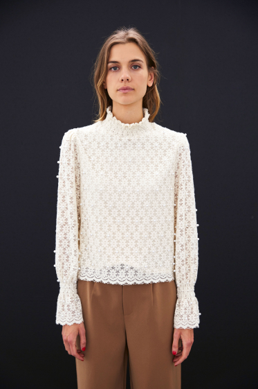 Wholesaler ELLI WHITE - Beaded lace top