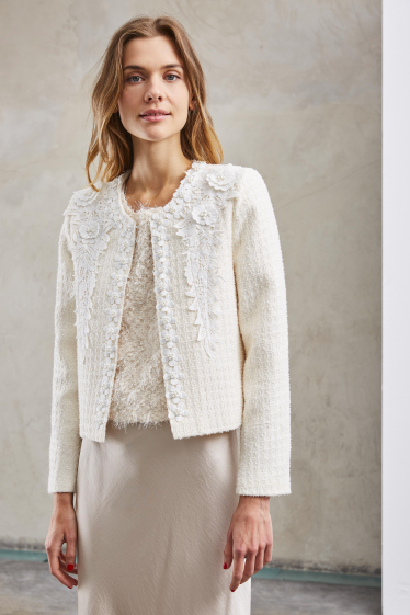 Wholesaler ELLI WHITE - Tweed jacket with lace