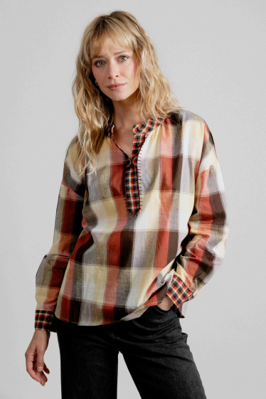 Wholesaler EMILIE K PRET A PORTER - Checked shirt mixed with stripes