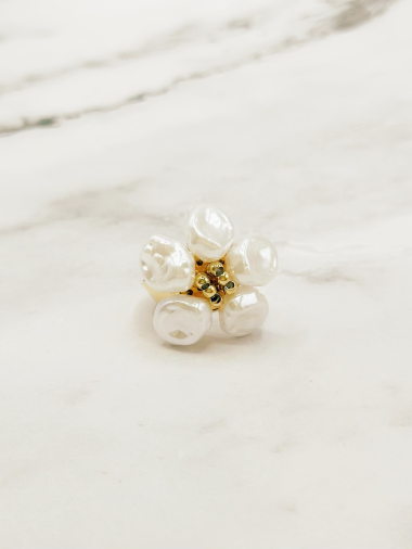 Mayorista Emily - Anillo ajustable de acero inoxidable con flores.