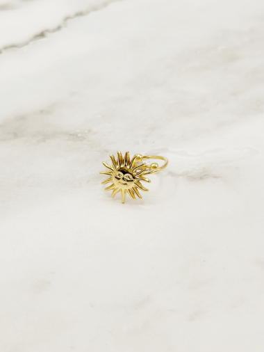 Mayorista Emily - Anillo ajustable de acero inoxidable con flores.