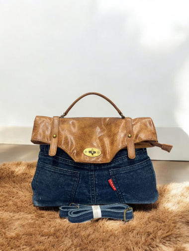 Großhändler Emma Dore (Sacs) - Handtasche aus Denim aus zwei Materialien