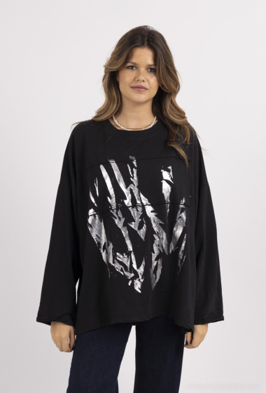 Wholesaler Emma Dore - Faded tunic sweatshirt with silver detail