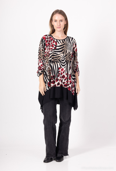 Wholesaler Emma Dore - Bi-material tunic with round neck print