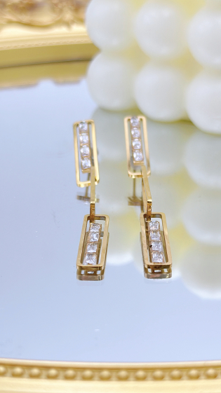 Mayorista EMMASH BIJOUX - PENDIENTES GOTA DE ACERO INOXIDABLE CON STRASS