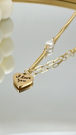 Grossiste EMMASH BIJOUX - COLLIER PENDENTIF COEUR AVEC GRAVURE" I LOVE YOU" EN ACIER INOXYDABLE