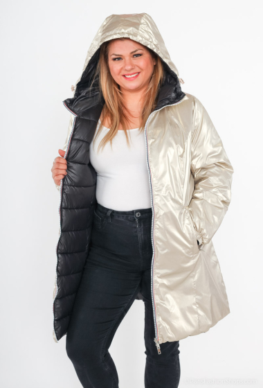 Grossiste ESCANDELLE Paris Grande Taille - SIXTINE - Parka doudoune coupe midi réversible déperlant