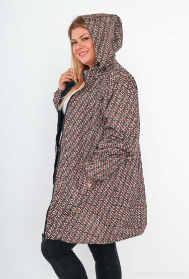 Grossiste ESCANDELLE Paris Grande Taille - JORDIE - Longue parka réversible Imperméable motifs - Grande taille