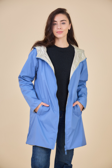 Großhändler ESCANDELLE Paris - JUNE – Wendbarer mittellanger wasserdichter Parka, langer Windjacke