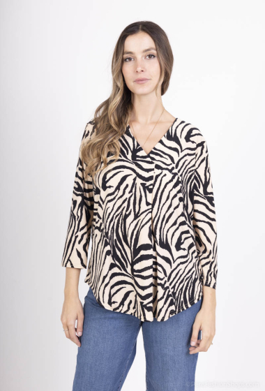 Grossiste Esperance - Blouse imprimé zèbre avec pli