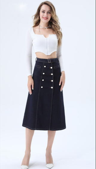 Wholesaler Estee Brown - Long split denim skirt