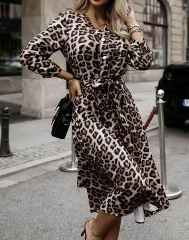 Wholesaler Estee Brown - Long leopard print dress