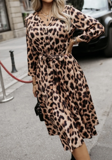 Wholesaler Estee Brown - Long leopard print dress