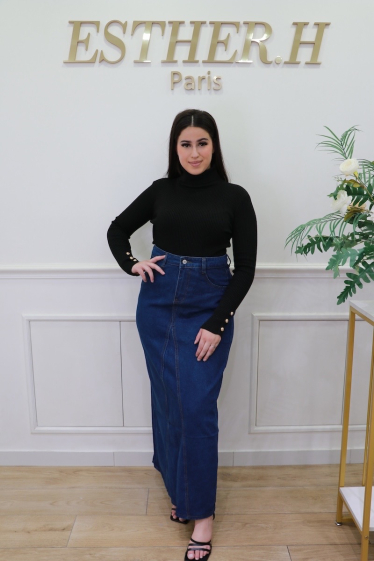 Wholesaler Esther.H Paris - Long flared denim skirt