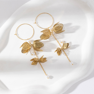 Großhändler Lovelika - Boucles d'oreilles pendantes fleurs avec perles Justine