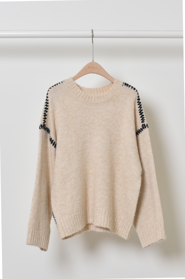 Wholesaler Feelkoo - Knitted sweater with crochet side