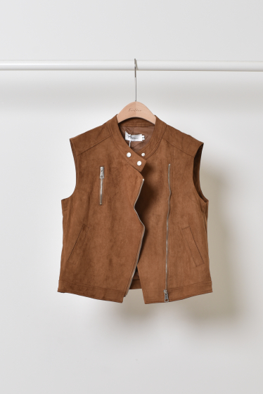 Wholesaler Feelkoo - Sleeveless zipped suede jacket