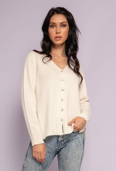 Wholesaler Fengo by Pretty Collection - Seamless cardigan in wool/cashmere