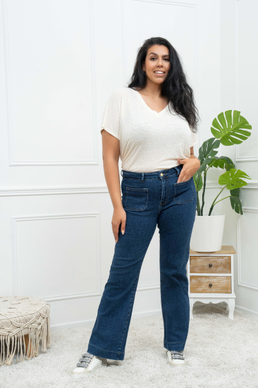 Wholesaler FOLYROSE - Plus size jeans with patch pockets