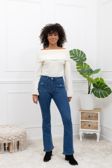 Grossiste FOLYROSE - Jean large avec boutons