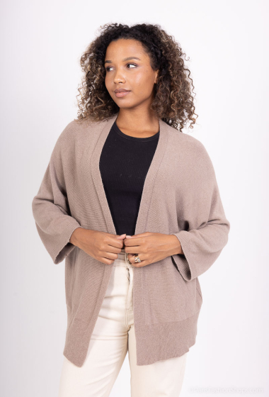 Wholesaler For Her Paris - Plain oversized cardigan with 3/4 sleeves