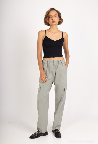 Grossiste For Her Paris Grande Taille - Pantalon cargo uni en coton et élasthanne