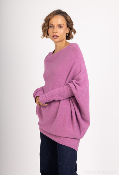 Wholesaler For Her Paris Grande Taille - Oversized asymmetrical knit poncho with round neck