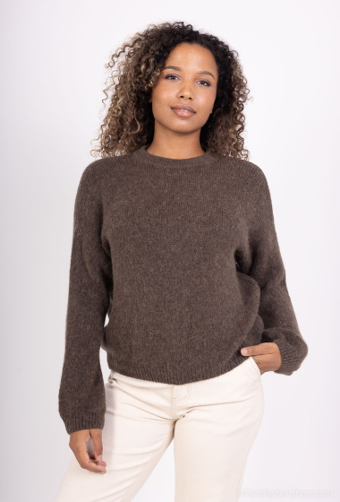 Grossiste For Her Paris Grande Taille - Pull oversize uni col rond en baby alpaga manches longues