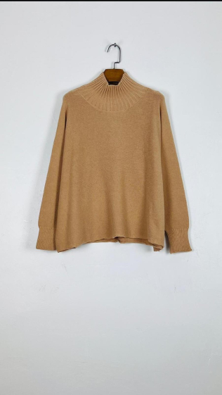 Wholesaler For Her Paris Grande Taille - plain knit sweater with funnel neck and long sleeves