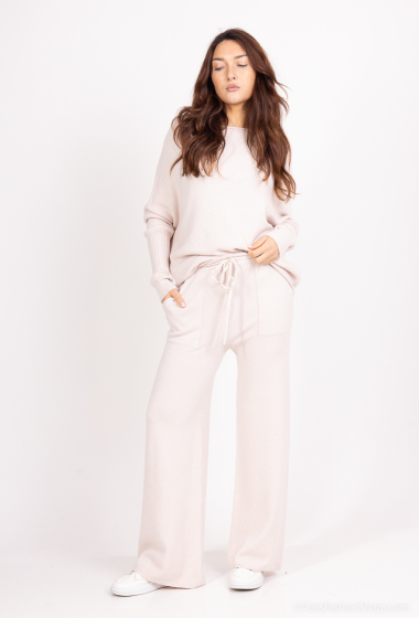 Wholesaler For Her Paris - Plain wide knit pants with pockets