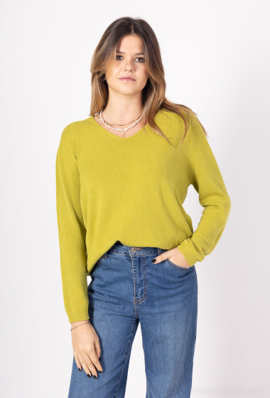 Wholesaler For Her Paris - Oversized plain V-neck long-sleeved V-neck sweater