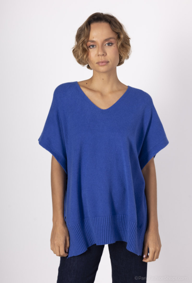 Wholesaler For Her Paris - oversized poncho sweater, sleeveless, V-neck