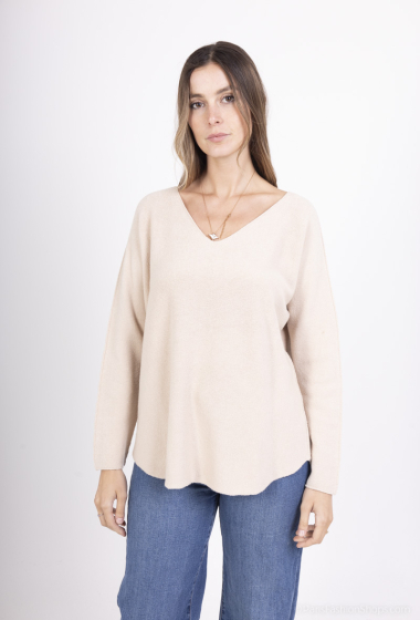 Wholesaler For Her Paris - seamless oversized plain V-neck long-sleeved sweater