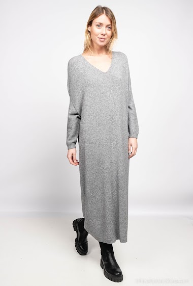 Wholesaler For Her Paris - Long V-neck knit dress