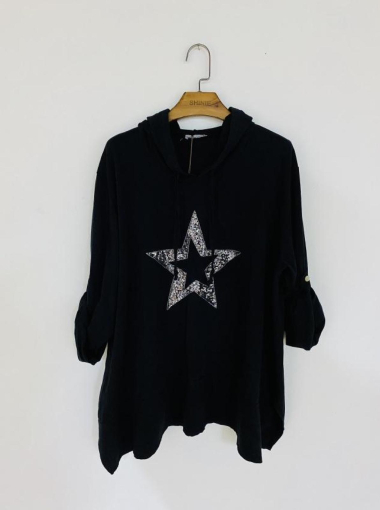 Mayorista For Her Paris - top oversize con capucha y estrella bordada