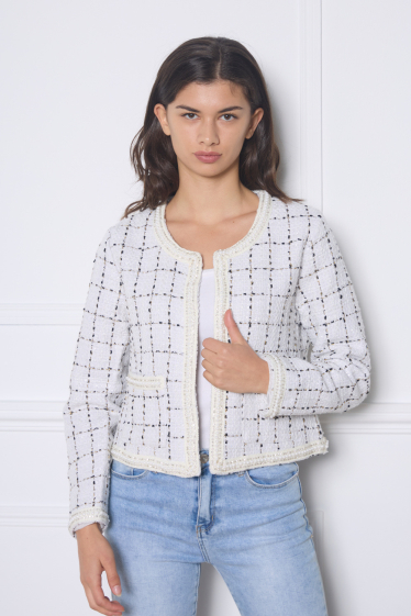 Wholesaler Frime Paris - Elegant checked tweed jacket