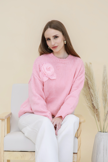 Wholesaler Frime Paris - Soft-touch sweater with embossed flowers