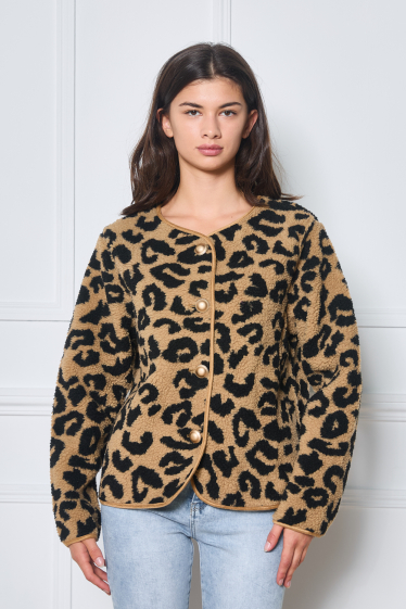 Wholesaler Frime Paris - Leopard print jacket, fleece effect