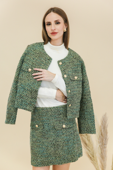 Wholesaler Frime Paris - Structured tweed jacket with long sleeves