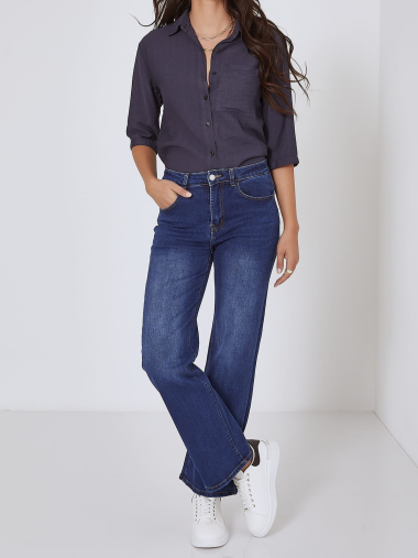 Großhändler G-Smack - Blaue Jeans mit weitem Bein, große Größe