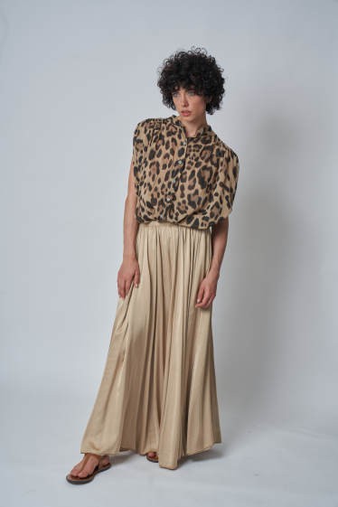 Wholesaler Garçonne - Sleeveless cotton blouse with leopard pattern