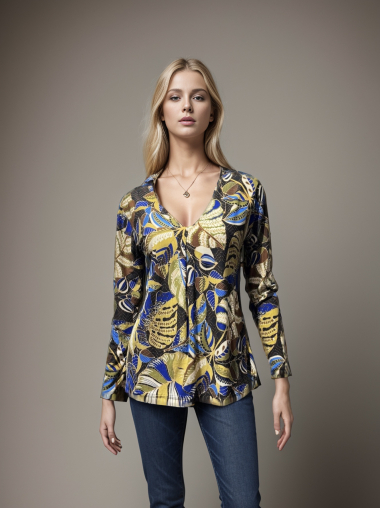 Wholesaler Joy's - Patterned stretch blouse