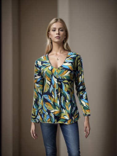 Wholesaler Joy's - Patterned stretch blouse