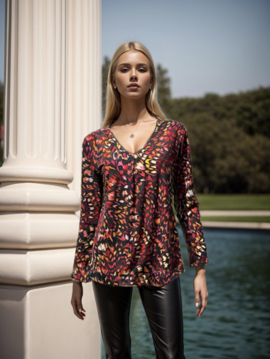 Wholesaler Joy's - Patterned stretch blouse